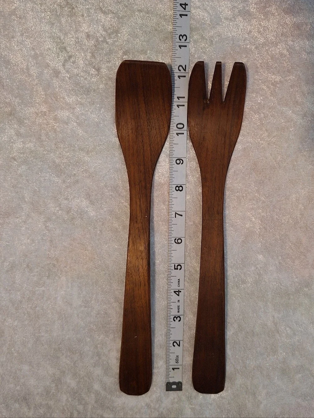 Vintage Vermilion Real Black Walnut 60's Nine piece salad serving bowls
